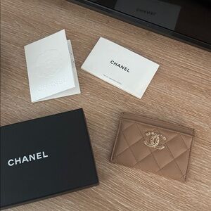 Chanel Black and Tan Card Holder